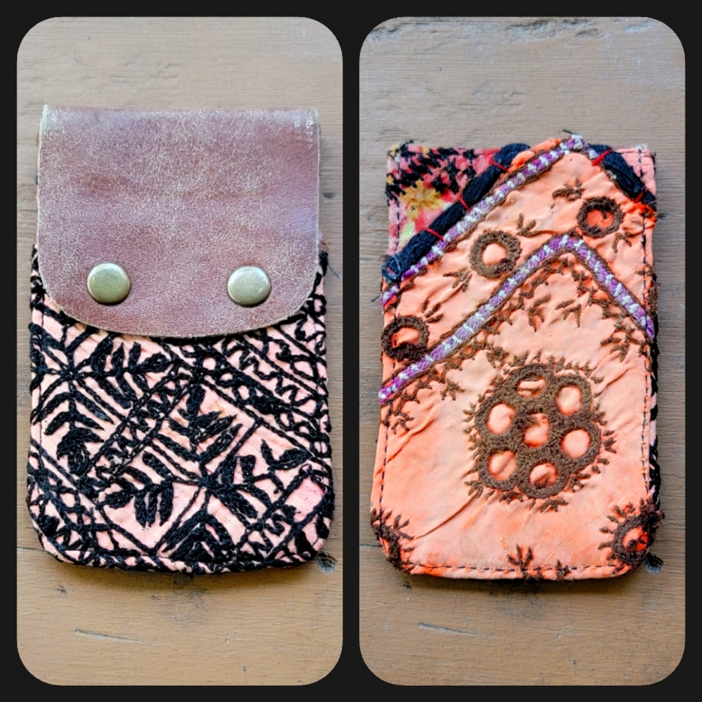 🍄🪬 Free People Boho Embroidered Repurposed vtg banjara hippie Wallet card case